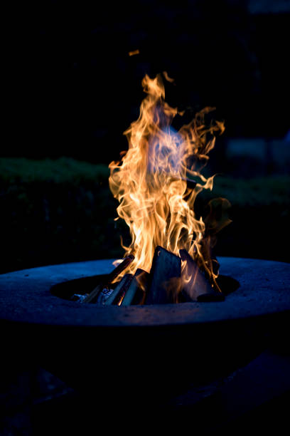 istock File and flame blue and orange fire in night scene. 1888996413
