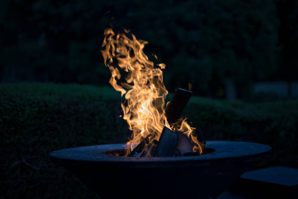 istock File and flame blue and orange fire in night scene. 1888996431