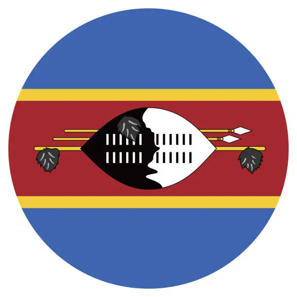 Vector illustration of Eswatini flag. Button flag icon. Standard color. Circle icon flag. Computer illustration. Digital illustration. Vector illustration.