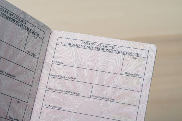 istock Open The Polish vehicle card is on the table 1889143566
