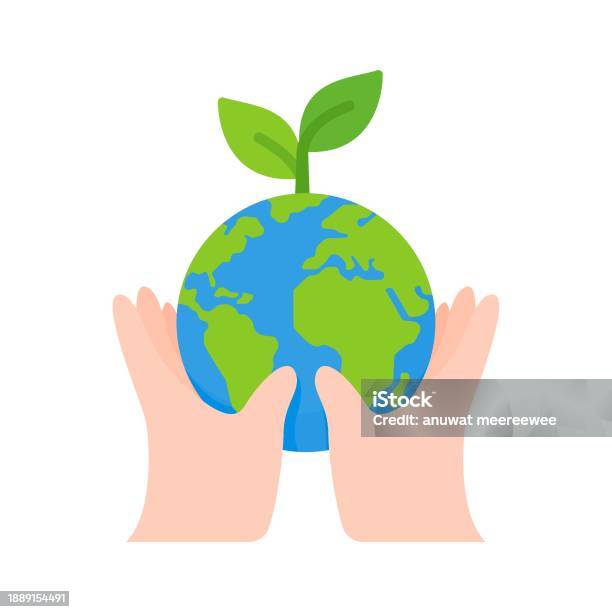 Earth Apple Your Hand Vector Illustration White Background