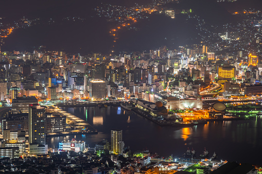 Skyline of Busan, South Korea at night.