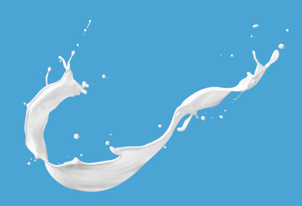 istock Curve milk splash over blue background 1889196026