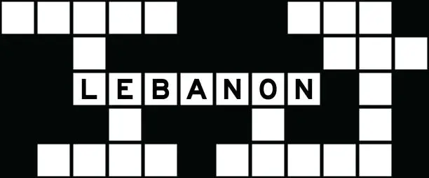 Vector illustration of Alphabet letter in word lebanon on crossword puzzle background