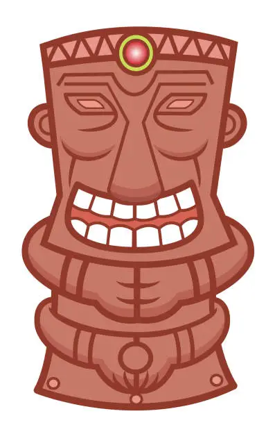 Vector illustration of Tiki totem cartoon