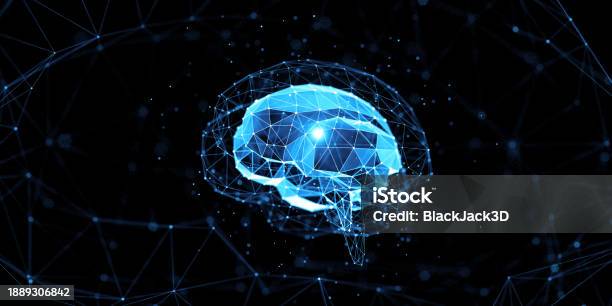 Abstract Digital Brain Conceptual Artificial Intelligence Wide Stock Photo - Download Image Now