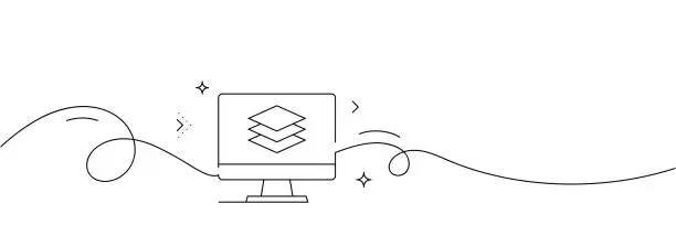 Vector illustration of Continuous Line Drawing of Layers Icon. Hand Drawn Symbol Vector Illustration.