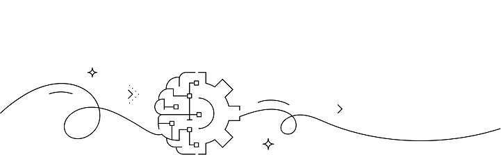 Continuous Line Drawing of Machine Learning Icon. Hand Drawn Symbol Vector Illustration.