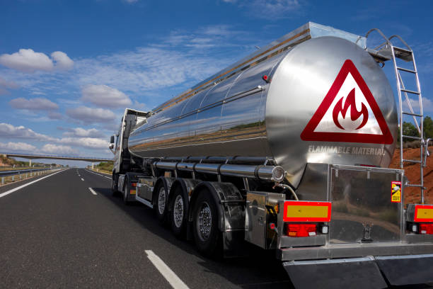 istock Tanker truck for transporting hazardous materials by road. 1889316799