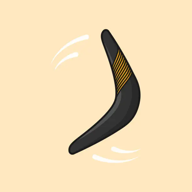 Vector illustration of Boomerang wooden cartoon style