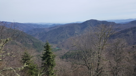 Beautiful autumn landscape on the Blue Ridge Parkway near Asheville, North Carolina