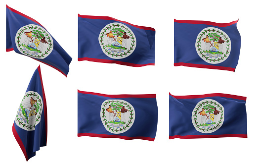 Large pictures of six different positions of the flag of Belize