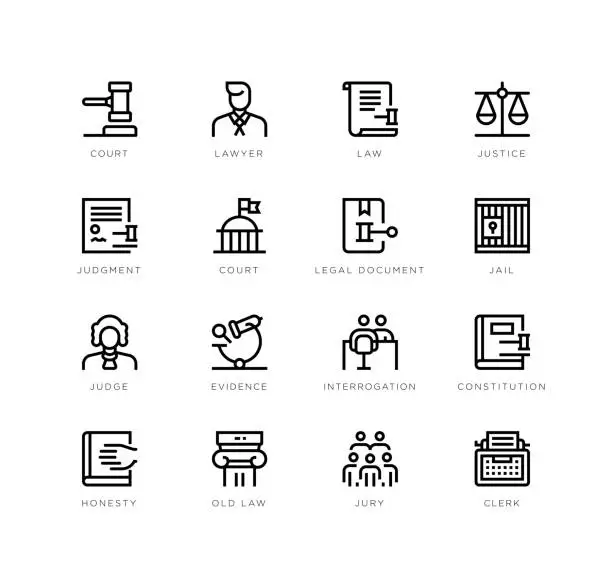Vector illustration of Law and justice icons