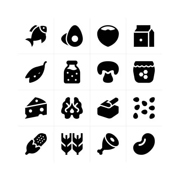 Vector illustration of Food allergens icons