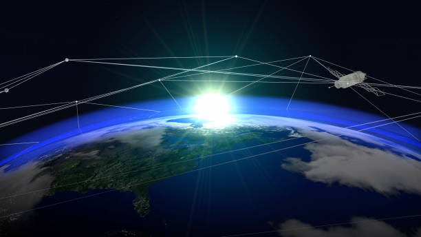 internet satellite system on the stratosphere - earth stratosphere space planet imagens e fotografias de stock