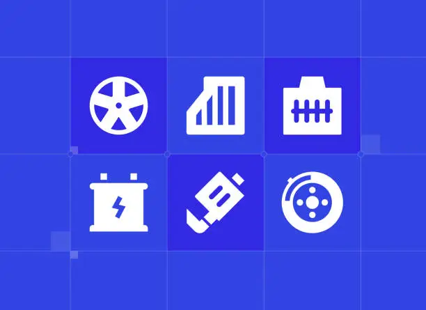 Vector illustration of Auto spare parts icons