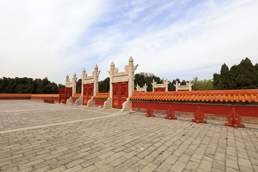 Architectural scenery of Qing Dynasty in Ditan Park, Beijing, China