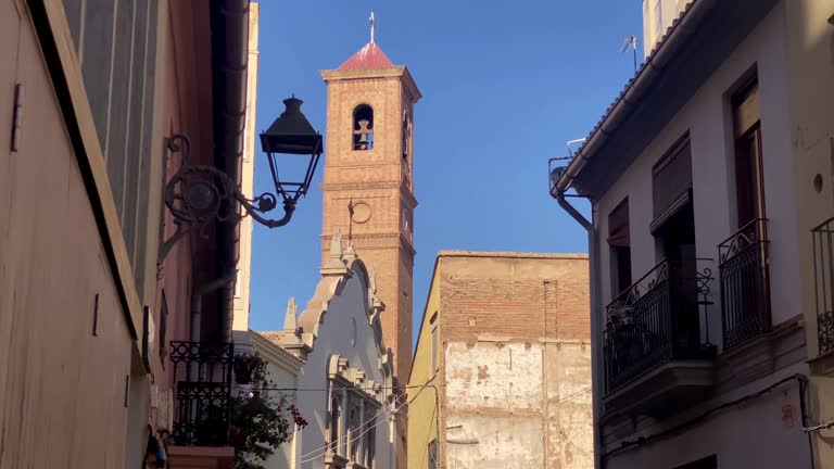 Houses and church in the city of Valencia, Spain