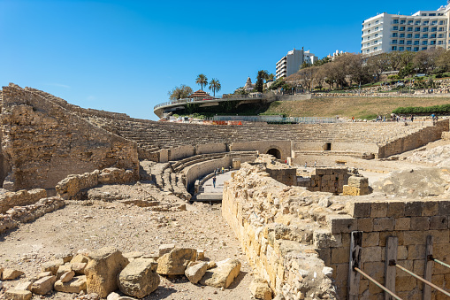 Ancient roman amphitheater in Tarragona, Spain. High quality photography