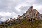 Majestic shot of the Giau Pass, Dolomites Mountains, in South Tyrol, Italy