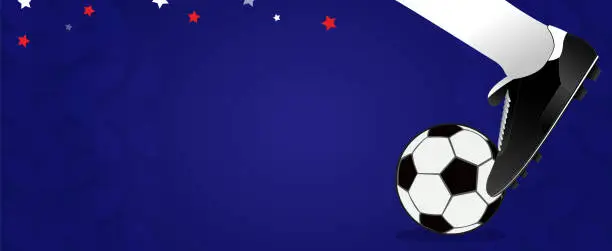 Vector illustration of blue background with stars illustration. Football player