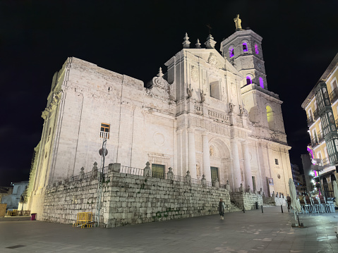 Cathedral of Valladolid at night, Castilla y Leon, Spain. High quality photography.