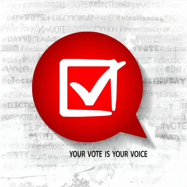 Vector illustration of Election voting concept in realistic style. Vote in the USA, banner design. Choice and voting icon on abstract stoned background. Poster for voting in elections.