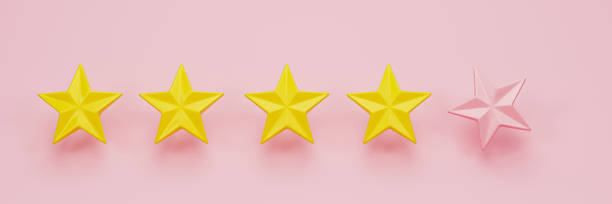 istock 3d rendering, 3d illustration. Five stars on pink colors background. Customer rating feedback concept. Modern minimal concept. 1889545973