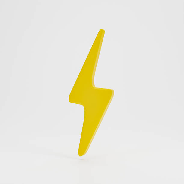 istock 3d render 3d illustration. Flash, bolt lighting yellow icon isolated on white background. Thunder symbol of danger and power. 1889559670