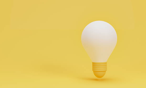 istock 3d render 3d illustration. Simple cartoon style light bulb icon on yellow background. concept of Idea, solution, business, strategy. 1889560811