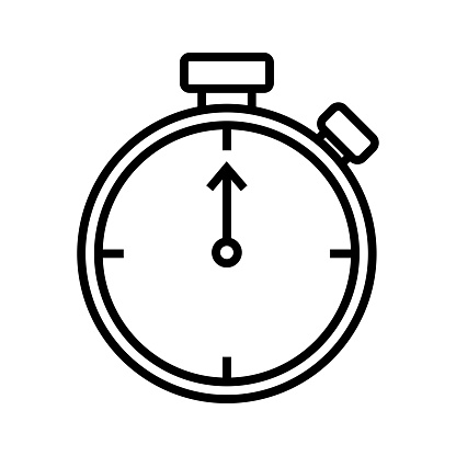 stopwatch with stop button and dial, illustration of time measurement icon vector