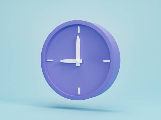 istock 3D render, 3D illustration. Circle clock icon. Simple alarm clock on blue background. Minimal creative concept. 1889561960