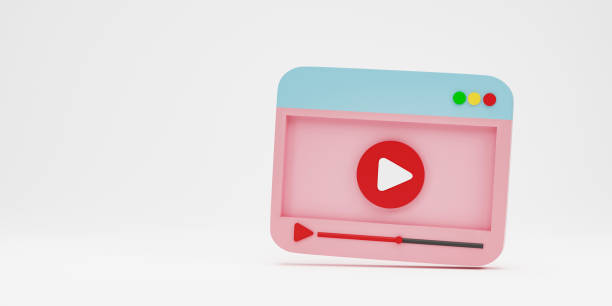 istock 3d render 3d illustration. minimal style video player media with play button on white background. video playback concept 1889564303
