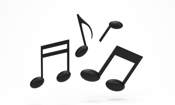 istock 3D rendering, 3D illustration. Black music note icon isolated on white background. Design element for song, melody or tune flat. 1889616328