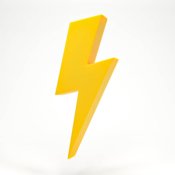 istock 3D rendering, 3D illustration. Thunder yellow symbol. bolt lighting icon. concept of energy, danger and power. 1889617880