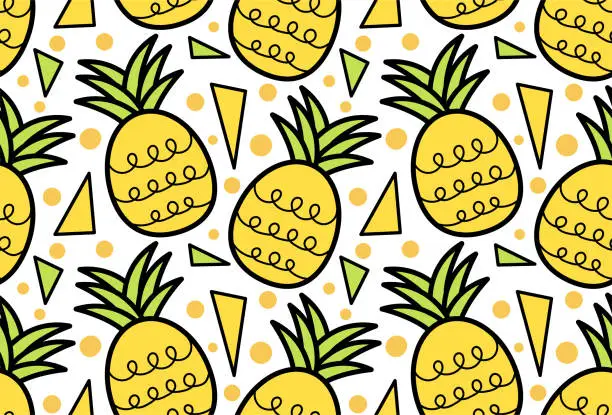 Vector illustration of Cute pineapple cartoon seamless pattern