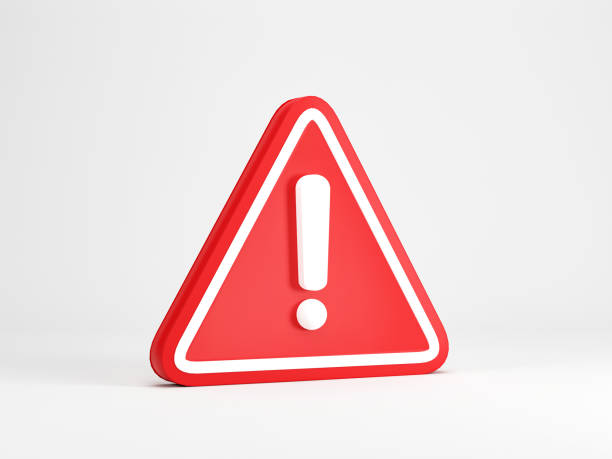 istock 3D rendering, 3D illustration. Warning sign icon on white background. Attention sign icon icon. Danger symbol. exclamation mark symbol. 1889645693