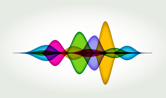 Colourful silhouettes of Sound Waves or Voice Recognition