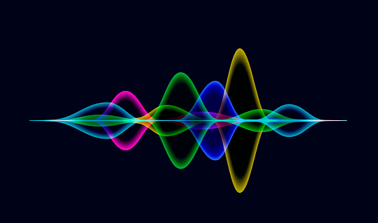 Colourful silhouettes of Sound Waves or Voice Recognition