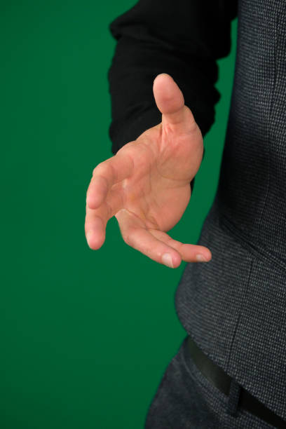 istock Open hand . Business concept. Bundle pack of flat hand gestures.Senior arm with open palms with black suits 1889651983