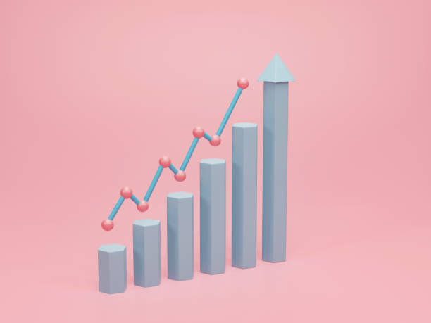 istock 3D rendering, 3D illustration. Business chart. Ascending graph for growth forward. Concept of economy graph, histograms, statistics 1889666812