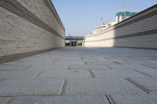 The stone slab passage at the hotel entrance