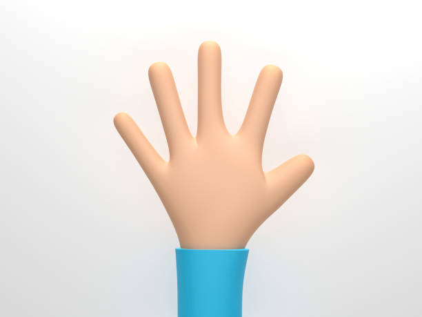 istock 3D rendering, 3D illustration. Cartoon character hand isolated on white background. Simple open palm gesture 1889675316