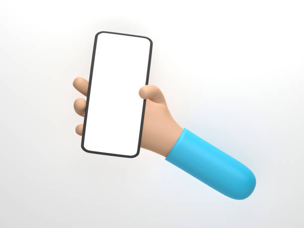 istock 3D rendering, 3D illustration. Cartoon hand holding mobile smartphone isolated on white background. Technology and Application online concept 1889676380