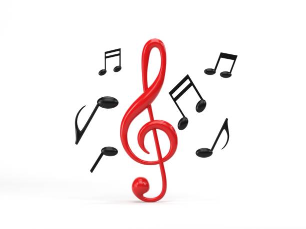 istock 3D rendering, 3D illustration. Red and black music note icon isolated on white background. song, melody and tune symbol concept. 1889676930