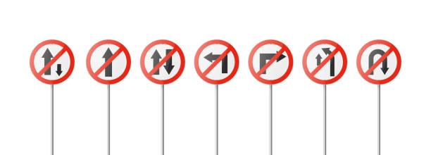 istock Vector Red and White Round Prohibition Sign Icon with Arrows. Traffic Sign Frame Closeup Isolated. Traffic Road Plate, Sign Design Template, Front View 1889679635