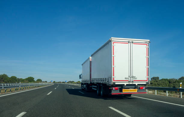 istock Long truck for transporting goods on roads. 1889698590