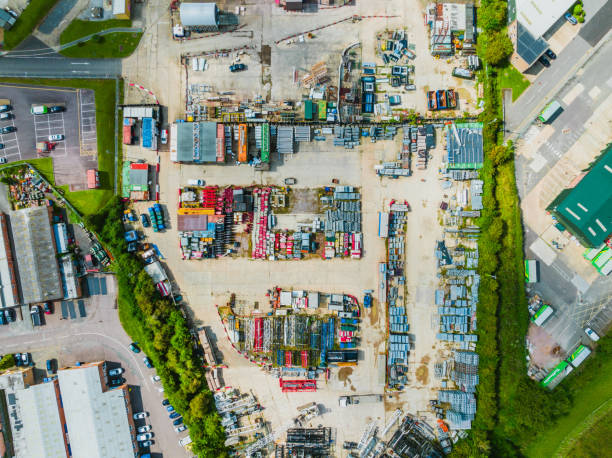 Drone view of Industry District in Dunstable, UK