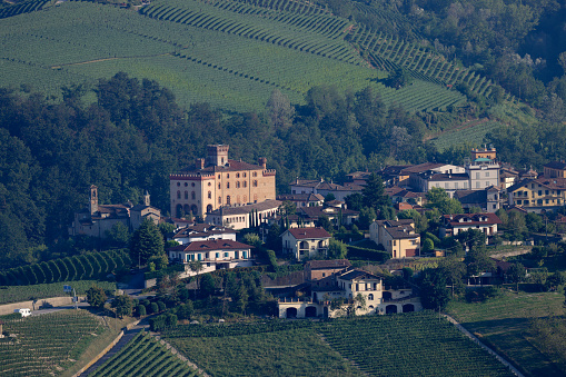 aerial view of piedmontese village Barolo