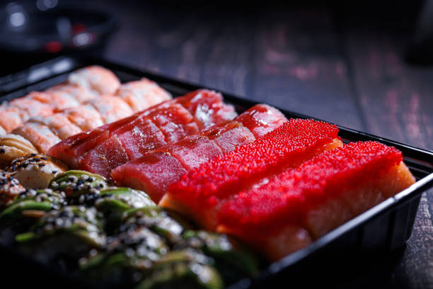 Tasty Japanese cuisine Bluefin tuna sashimi in the restaurant in Guangdong.